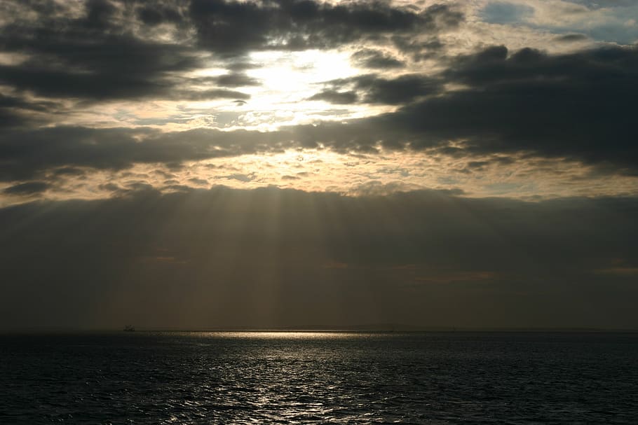 terschelling, sunset, sky, dusk, sunlight, rays, weather, dramatic HD wallpaper