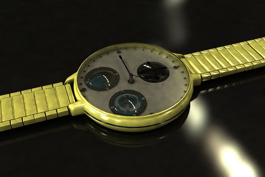 clock, 3d modeling, bright, illustration, time, indoors, watch HD wallpaper