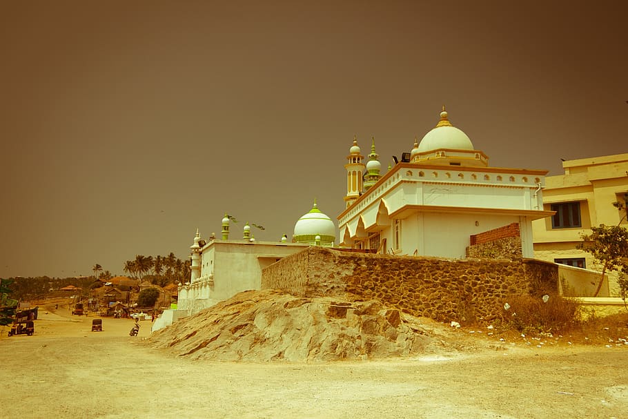 south india, kerala, kovalam, city, mosque, building exterior, HD wallpaper