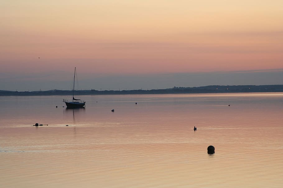sunrise, bay, reflection, ocean, seascape, sky, scenic, nature HD wallpaper