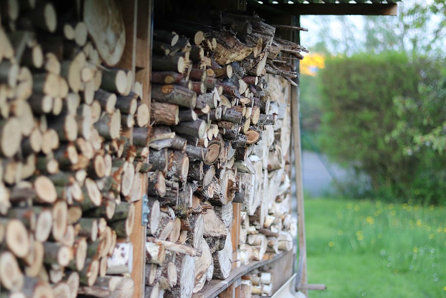 wood, stack, firewood, tree, material, woodpile, wooden, raw HD wallpaper