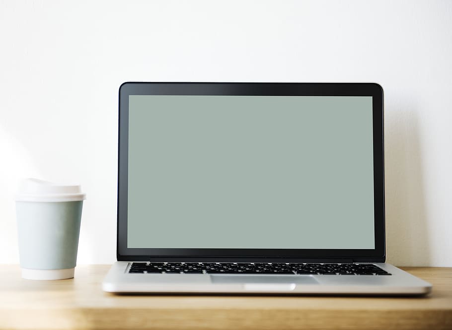 MacBook Pro beside travel mug, beverage, coffee, coffee cup HD wallpaper