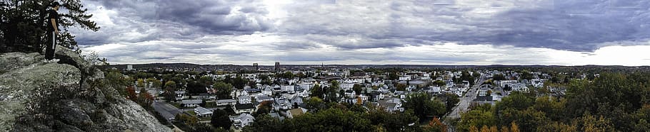 Panorama landscape of Manchester, New Hampshire from Rock Rimmon, HD wallpaper