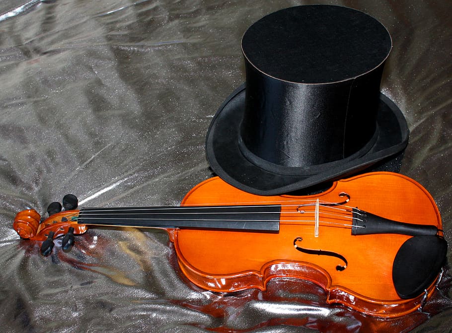 violin, top hat, instrument, string instrument, musical instrument HD wallpaper
