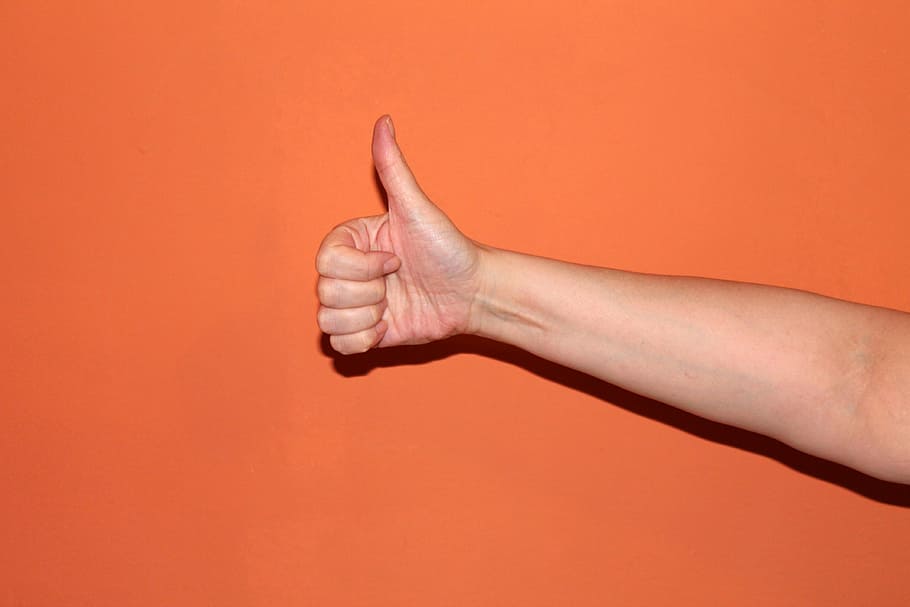 person's right arm doing thumbs up, hand, great, excellent HD wallpaper