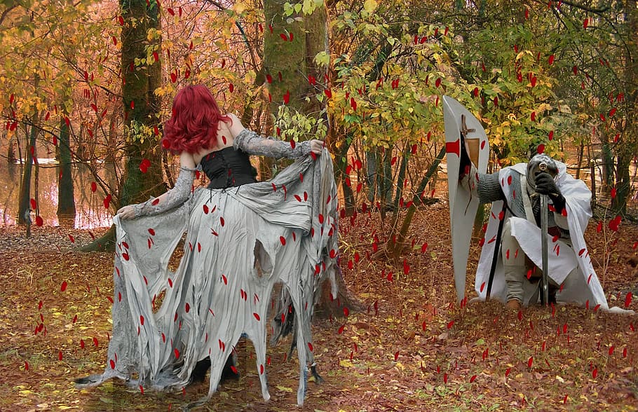 fall, leaf, nature, tree, forest, woman, templar, autumn, real people HD wallpaper