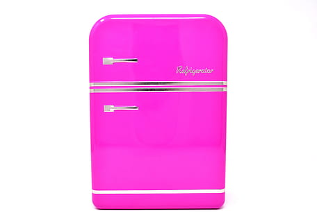 pink compact refrigerator, box, storage, cookie jar, tin can HD wallpaper