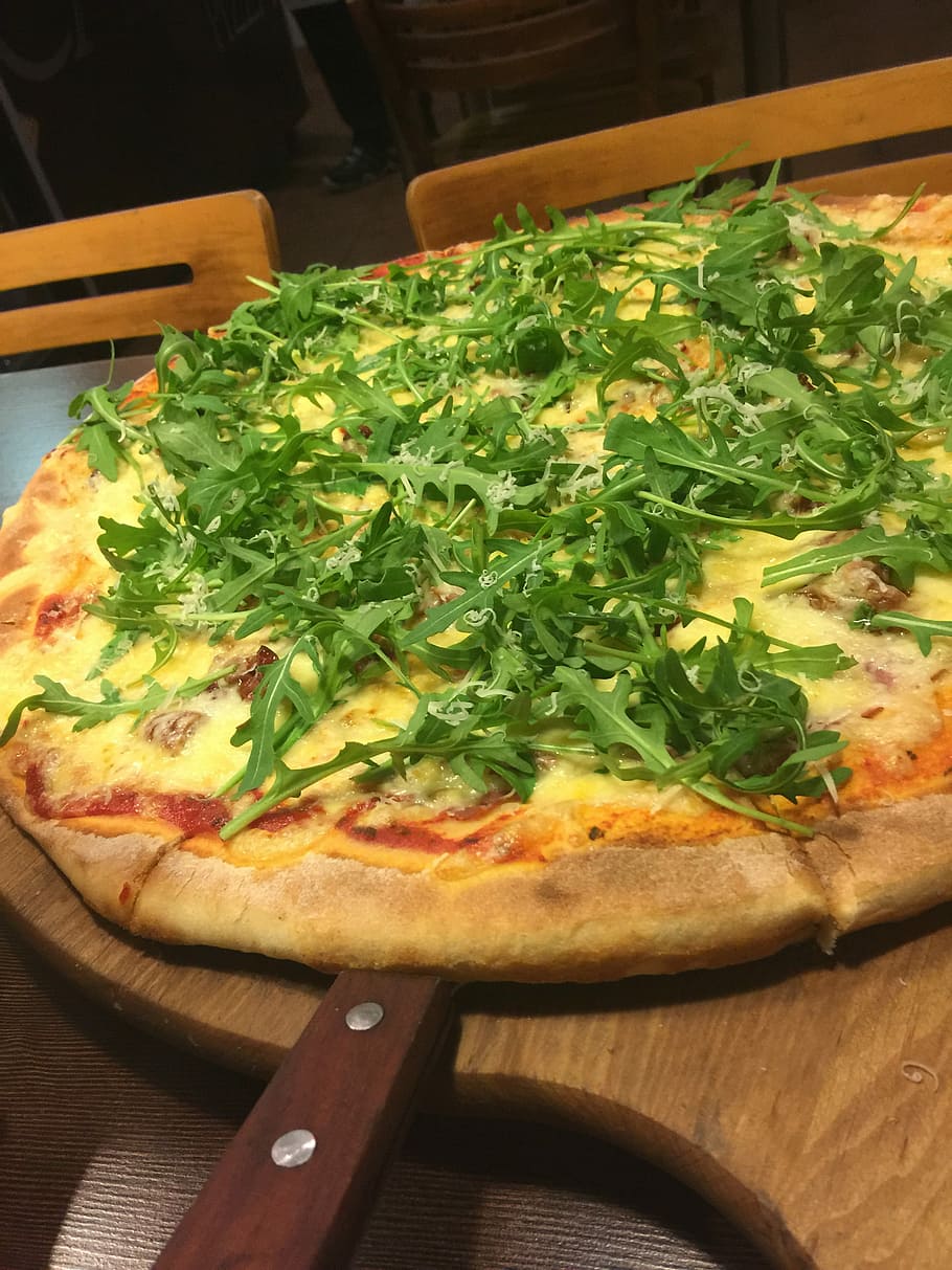 Pizza, Arugula, Dish, Dinner, Tasty, eating, taste, the ceremony HD wallpaper