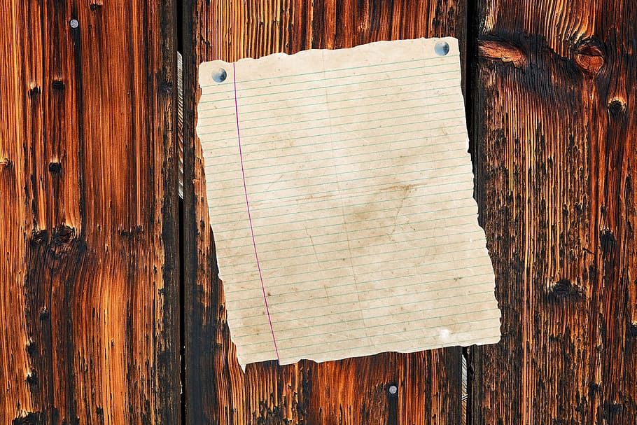 notebook page piece on board, wood, stickies, note entry, list HD wallpaper