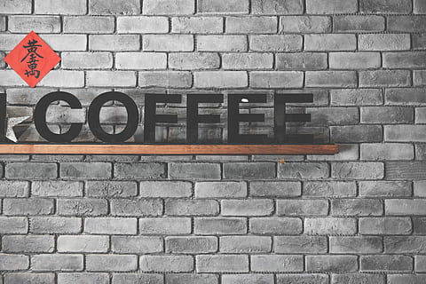 coffee freestanding letters decor, black Coffee signage on wall HD wallpaper