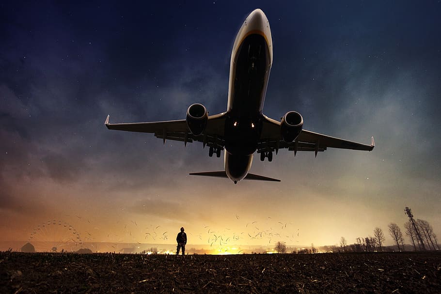 airplane flying above ground digital wallpaper, men, single HD wallpaper