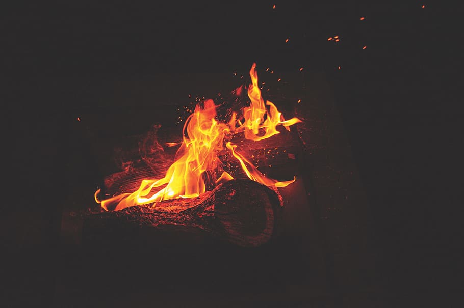 fire, flame, light, bonfire, campfire, dark, night, heat, heat - temperature HD wallpaper