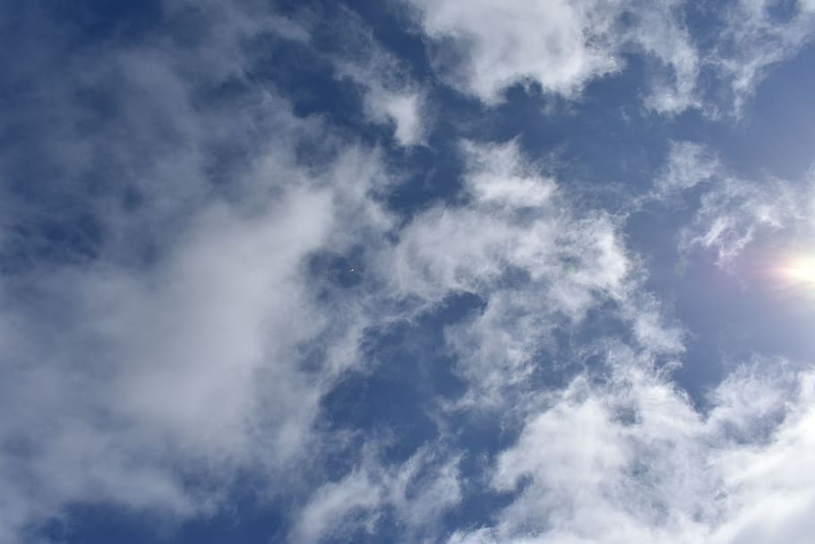 clouds, texture, sky, outdoor, sun, blue, air, season, light HD wallpaper