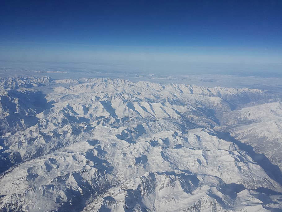 Mountain, Snow, Alps, Plan View, Crafty, above, aerial view HD wallpaper