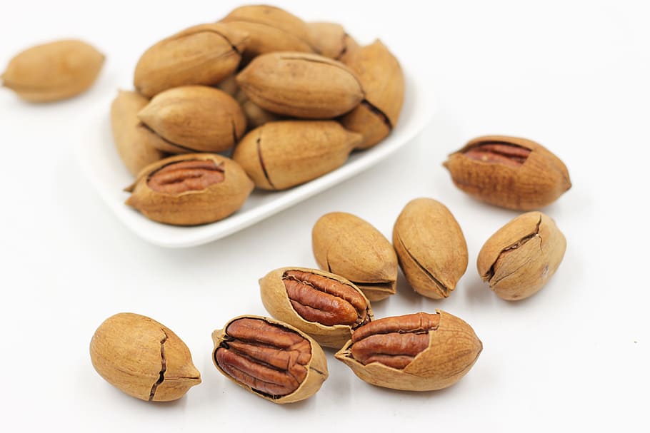 pecans, nut, walnuts, food and drink, almond, freshness, studio shot HD wallpaper