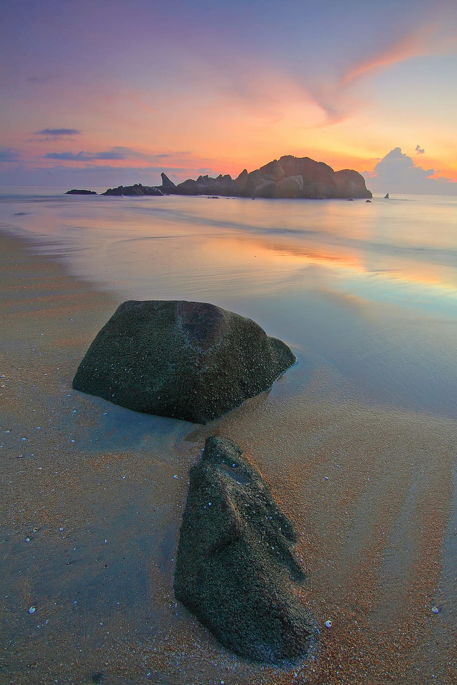 sea, dawn, landscape, nature, beach, clouds, island, ocean, outdoors HD wallpaper
