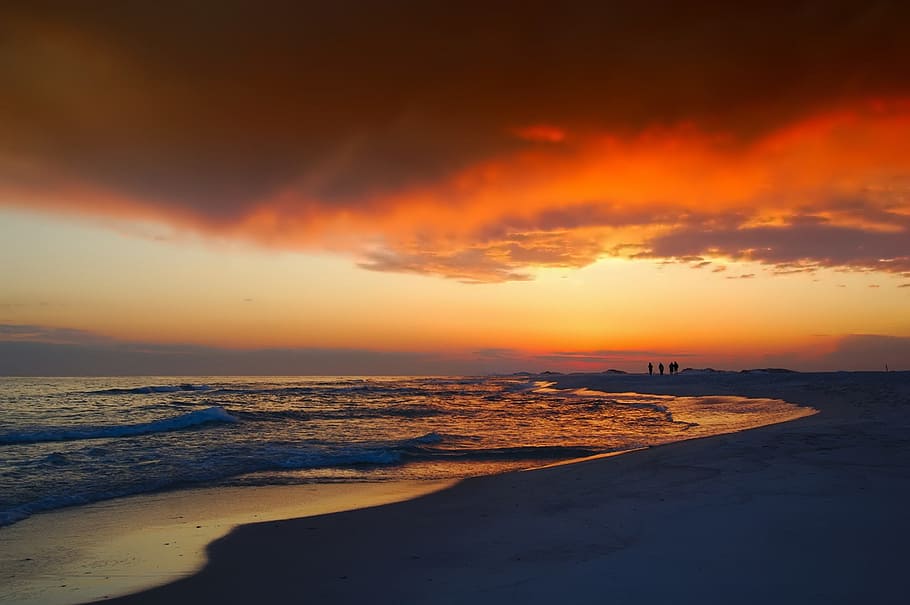 large body of water during sunset, florida, sky, clouds, sea HD wallpaper