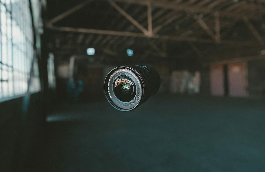 selective focus photography of black zoom lens on mid air, black security camera HD wallpaper