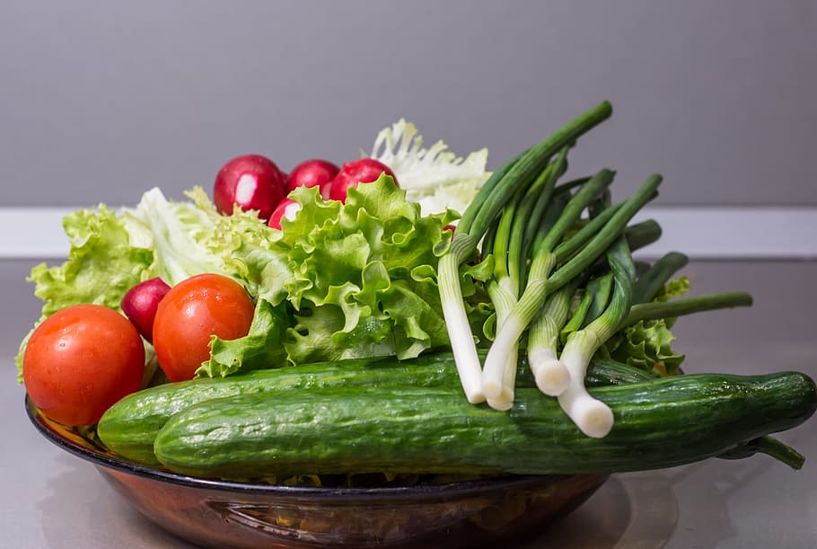 Vegetables, Cucumber, Onion, Salad, Food, healthy, organic, HD wallpaper