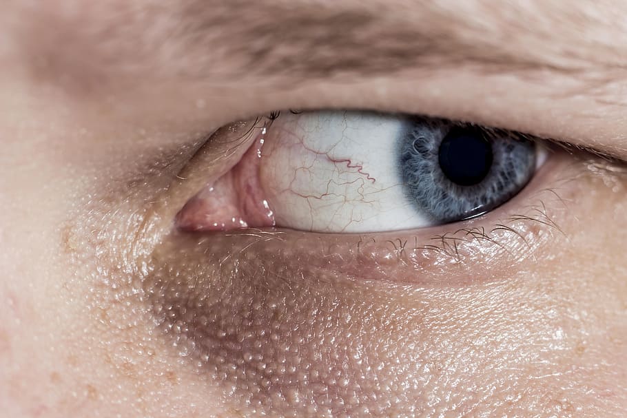 view of person's left eye, macro, closeup, blue, look, skin, eyeball