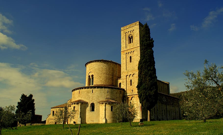 montalcino, tuscan, italia, sky, built structure, architecture, HD wallpaper
