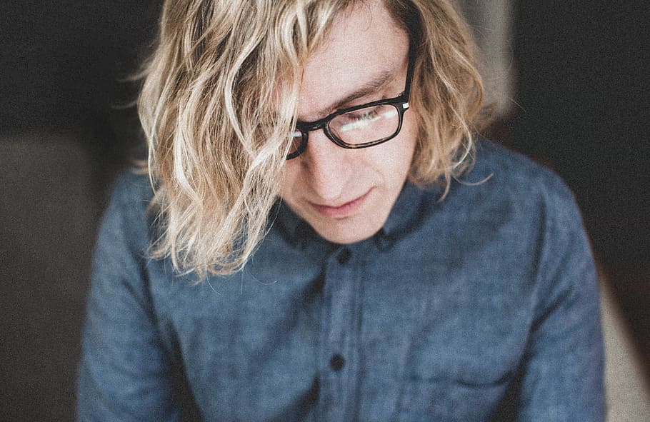people, man, guy, blonde, hair, eyeglasses, one person, front view HD wallpaper