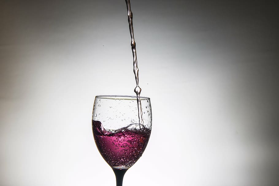 red wine on wine glass, pink, magenta, party, white, alcohol, HD wallpaper