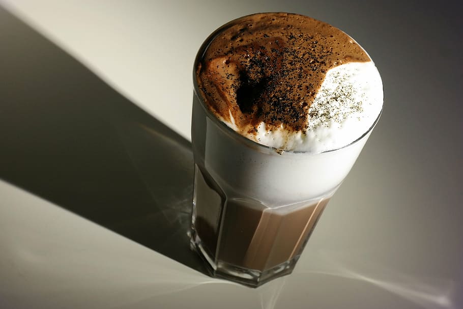cocoa, milk, drink, batten, milchschaum, shadow, sweet, vanilla HD wallpaper