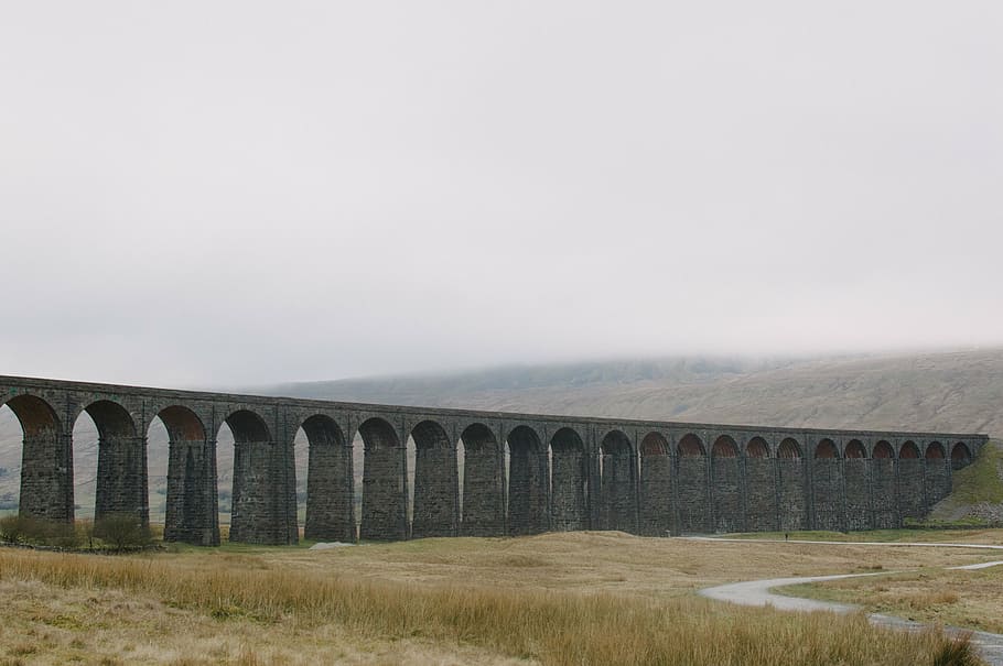 gray concrete bridge, landscape, architectural, shot, stone HD wallpaper