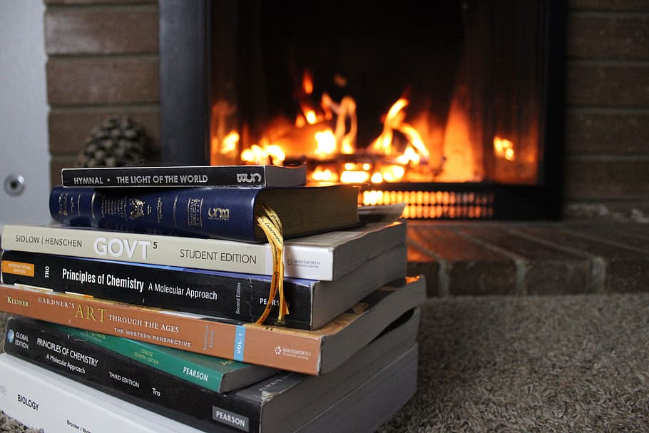 heat, fireplace, flame, study, homework, bible, hymns, christian HD wallpaper