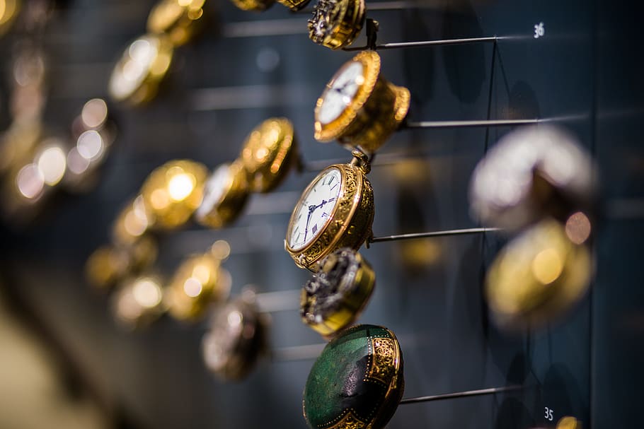 assorted-color accessories selective photography, time, clock HD wallpaper