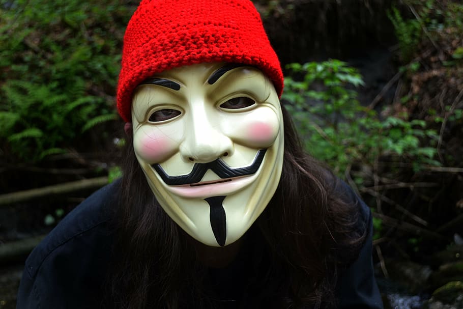 person wearing Guys Fawkes during daytime, face, mask, v for vendetta HD wallpaper
