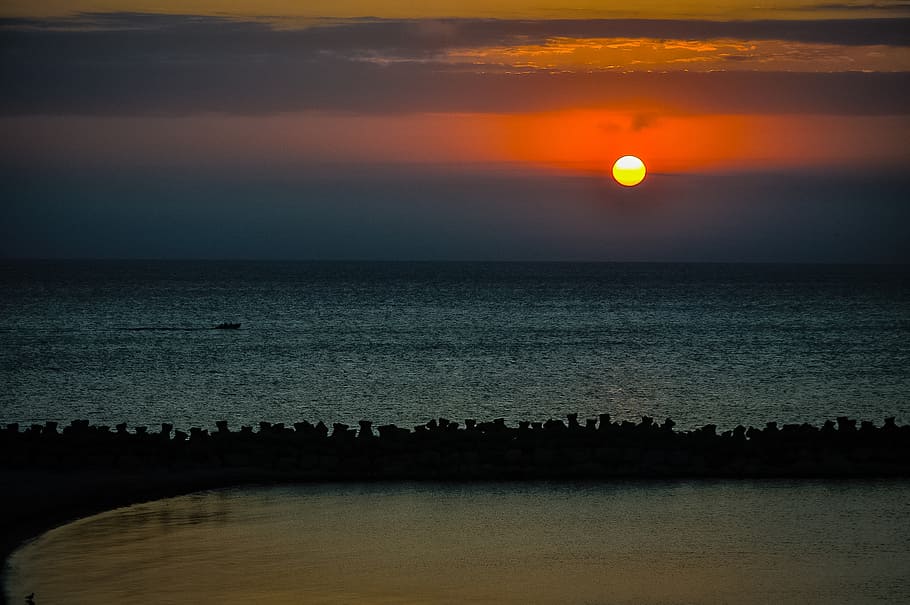 ocean, coast, cloudscape, sunset, sky, nature, summer, sea HD wallpaper