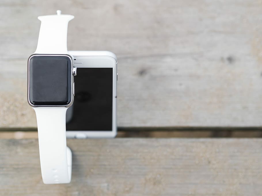 Iphone, Iwatch, Smartphone, Smartwatch, screen, white, up, mock up HD wallpaper