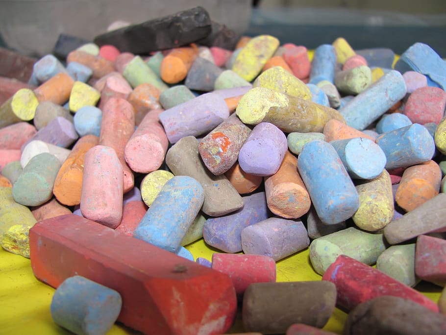 assorted-color chalk lot, blackboard chalks, colors, paint HD wallpaper