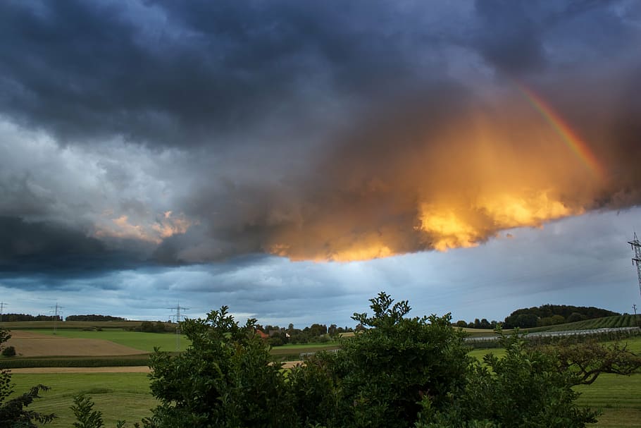 clouds, rainbow, sky, mood, farbenspiel, weather phenomenon HD wallpaper