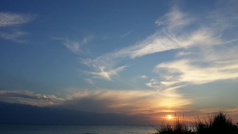 Sky, Clouds, Sea, Sunset, Beach, calm, scenics, beauty in nature HD wallpaper