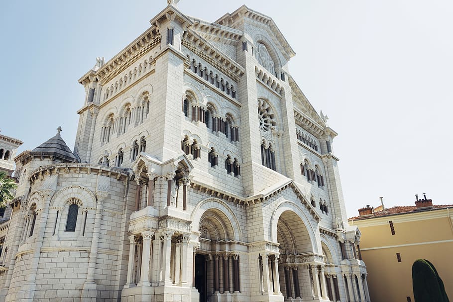 architecture, building, columns, low angle shot, perspective HD wallpaper