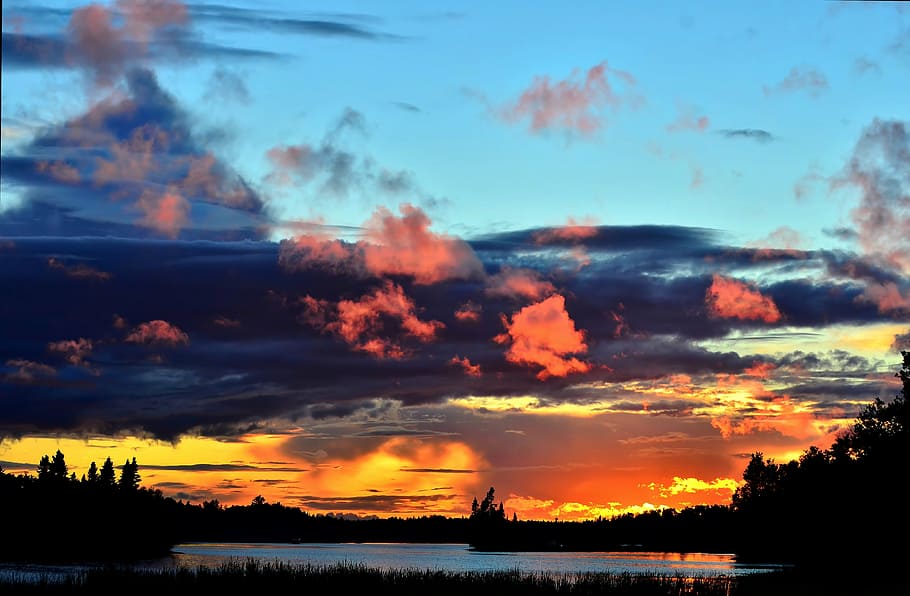sunset, nature, clouds, colors, evening, landscape, québec HD wallpaper