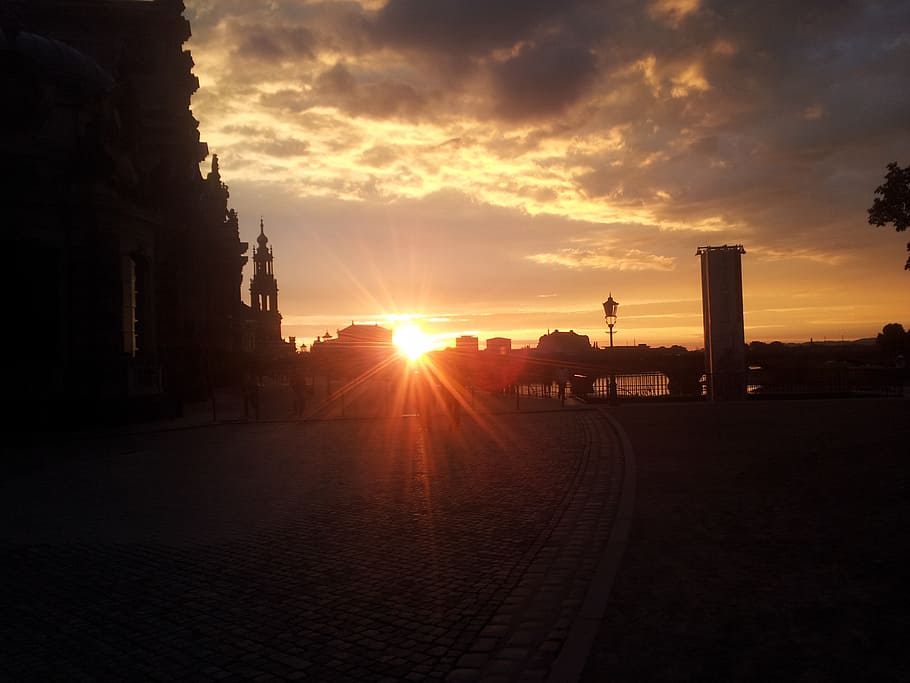 dresden, evening sky, sunset, architecture, built structure HD wallpaper
