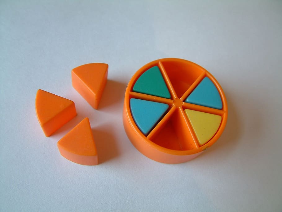 orange plastic toys, triangle, forms, shapes, parts, graph HD wallpaper