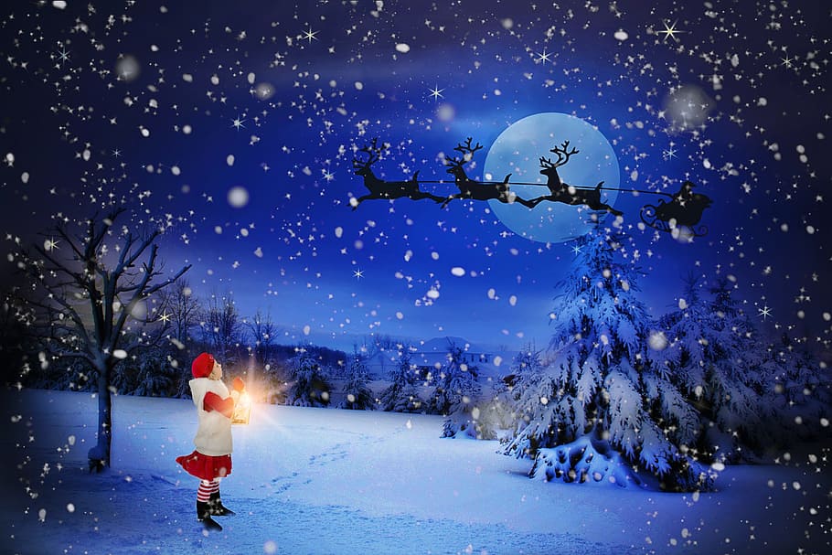 HD wallpaper: Christmas digital wallpaper, christmas eve, santa over moon,  holiday | Wallpaper Flare