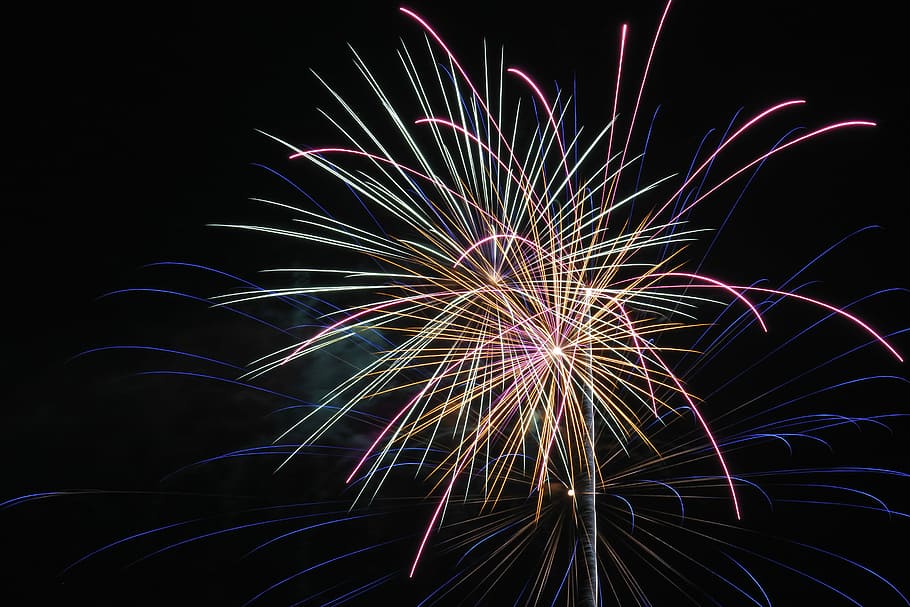 fireworks view during night time, timelapse photography of fireworks HD wallpaper