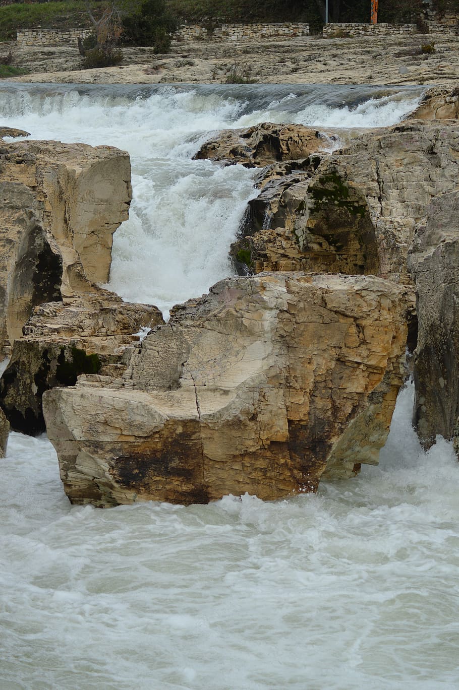 rock, current, water, cascade, water courses, river, force HD wallpaper