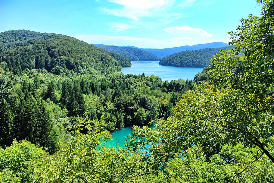aerial photography of lake with trees, paradise, croatia, plitvice, HD wallpaper