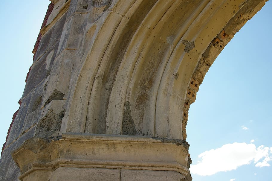 arch, ruins, old, broken, section, curve, ancient, stone, ghost town HD wallpaper
