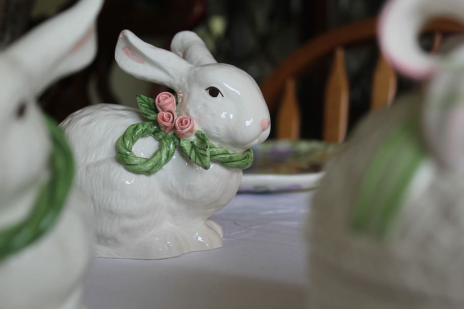 Porcelain, Easter Bunny, holiday, white, animal representation HD wallpaper