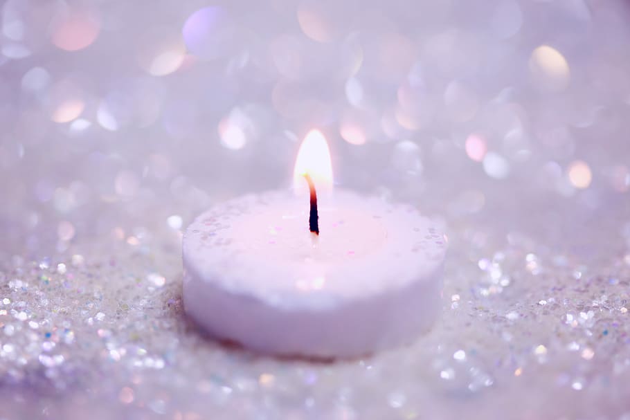 white fired candle, white candle stick in shallow focus photography HD wallpaper