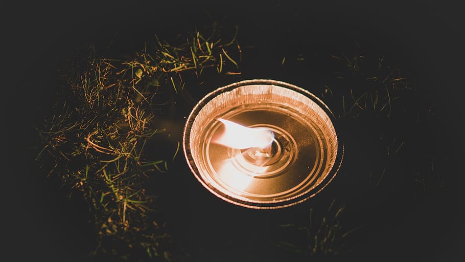 light, night, dark, grass, candle, fire, flame, hot, directly above HD wallpaper