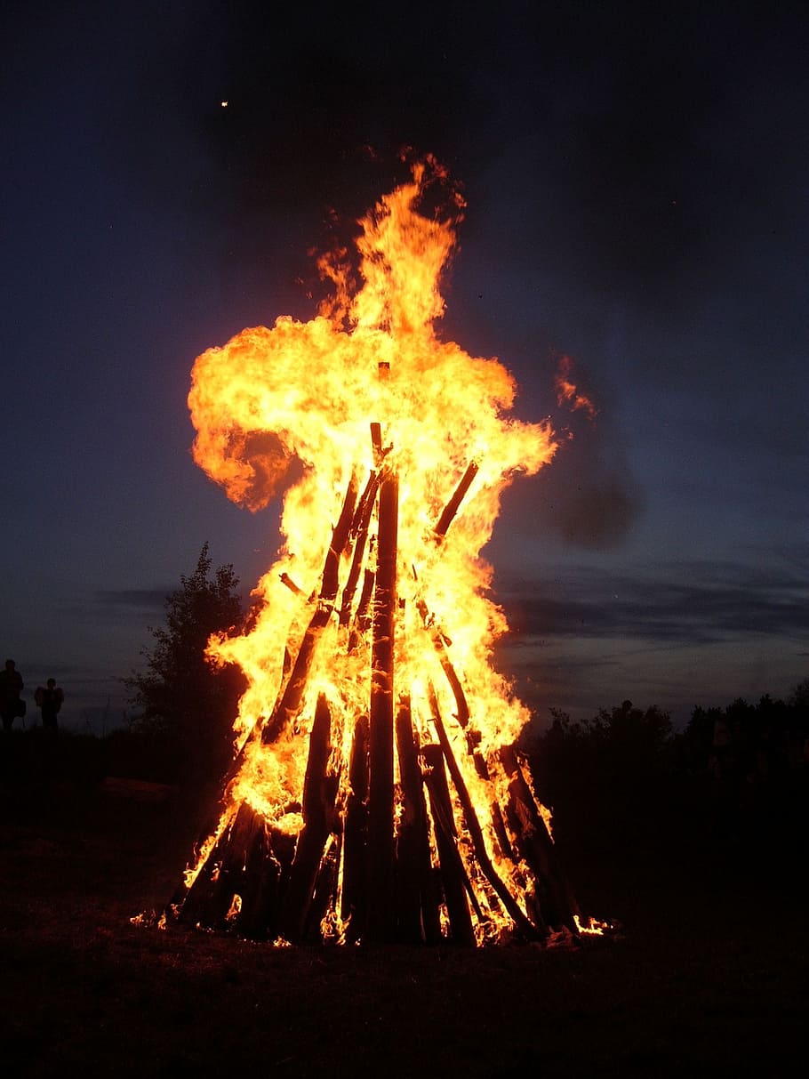 bonfire during night, Element, fire - Natural Phenomenon, flame, HD wallpaper